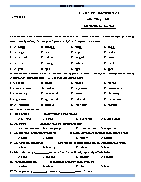 Đề kiểm tra học sinh giỏi môn Tiếng Anh Lớp 8 - Trường THCS Hoài Thượng